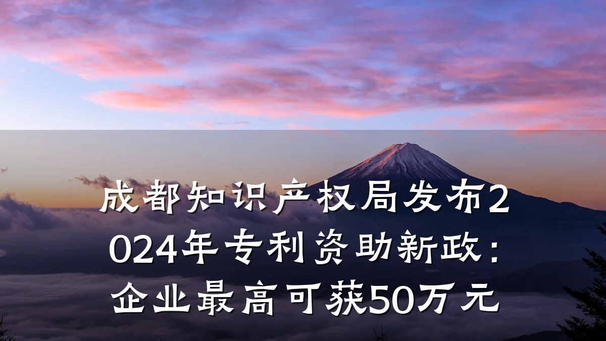 成都知识产权局发布2024年专利资助新政:企业最高可获50万元